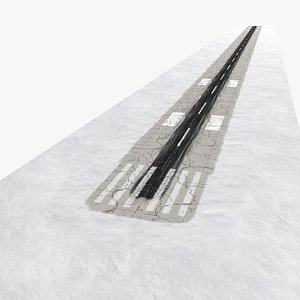 Old runway modules - Concrete Cracked Mk1 with snow - RWY Only 3D