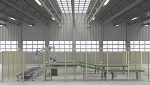 3D Mechanical hand material production line model