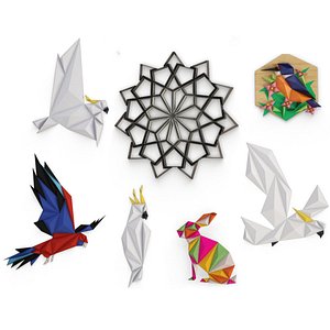 origami paper sculpture animal 3D model