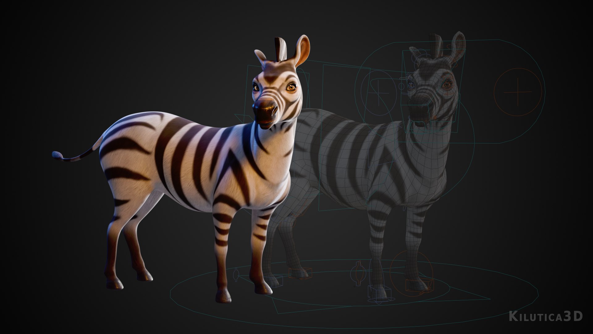 Stylized Wild Zebra - Rigged 3D Animal Auto-Rig Pro 3D Model ...