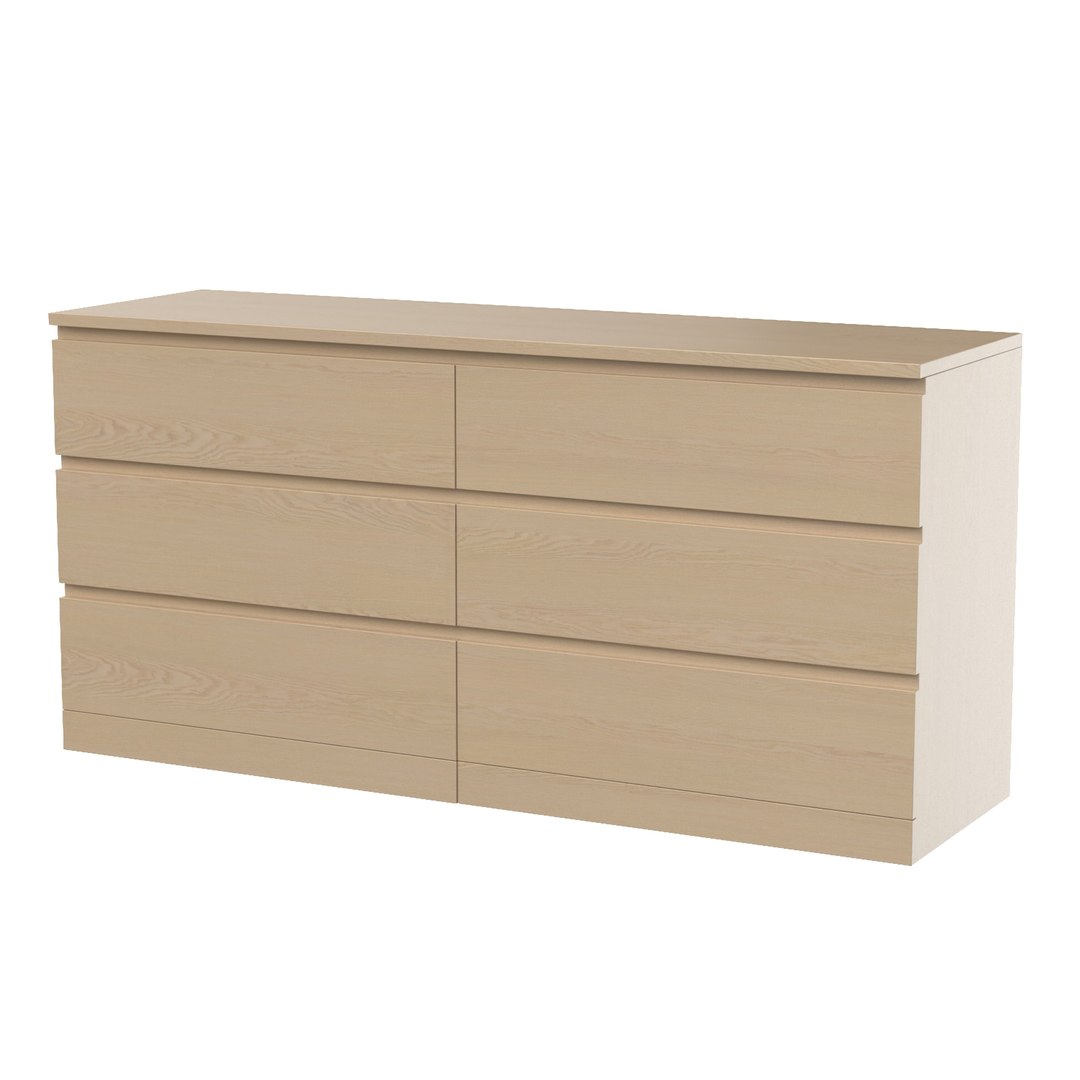 3D Model MALM 6 Drawer Dresser TurboSquid 2085121