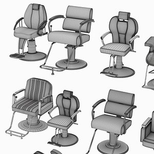 Barber Chairs   Shampoo Beds 3D model