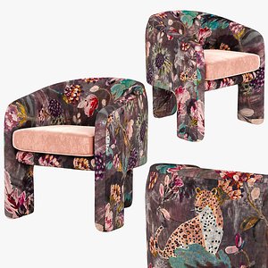 Anthropologie Effie Lena Velvet Tripod Chair 3D model