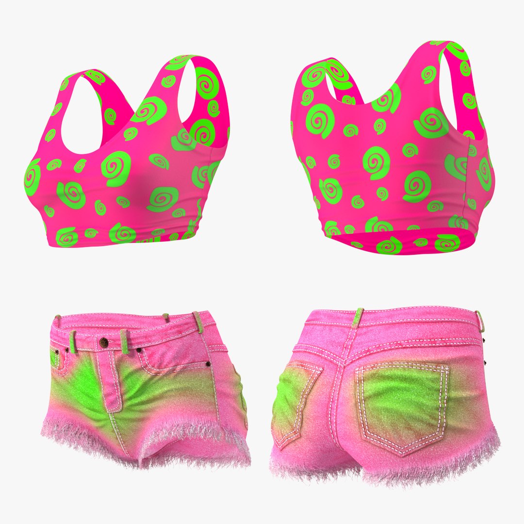 Teenage Girl Top and Shorts 3D model preview