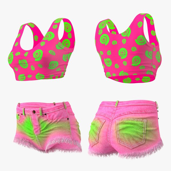 3D Teenage Girl Top and Shorts