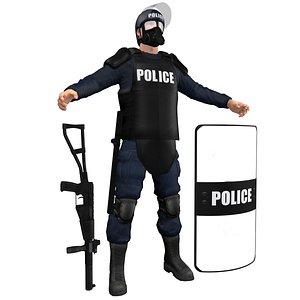 riot police officer 3d model