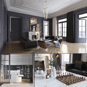 Parisian Studio Apartment Interior 3D