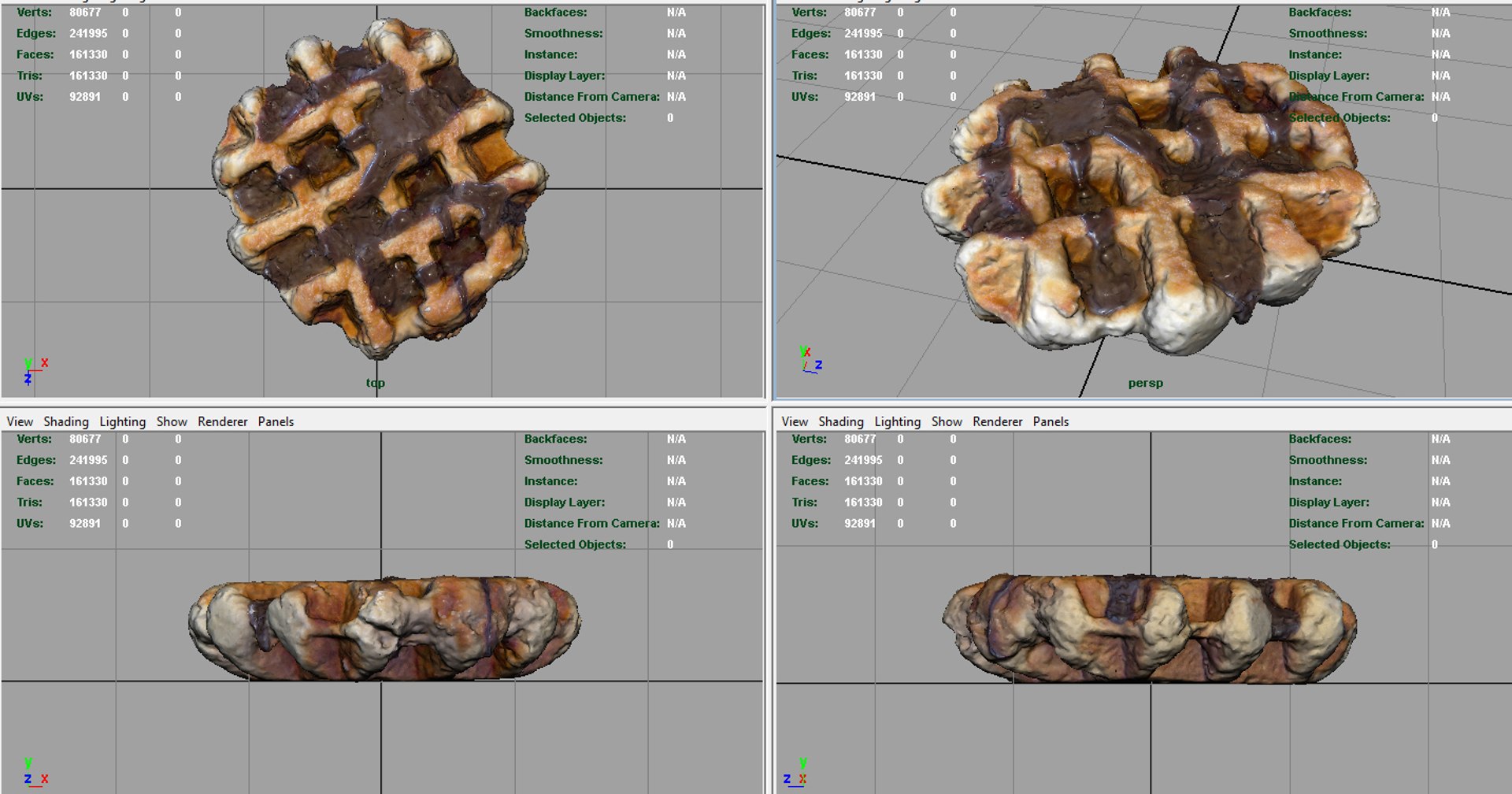 3d Model Of Chocolate Waffle