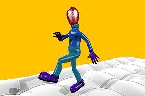 rubber man walking 3d c4d