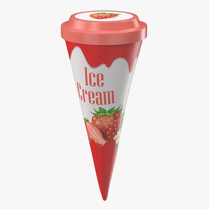 Cone Ice Cream with Cap Mockup Strawberry
