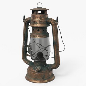 Rustic Kerosene Lantern Oxidized Bronze - PBR 3D