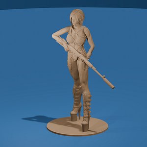Sexy Post Apocalypse Sniper Woman 3D model
