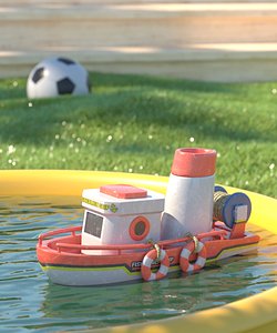 Photo level rendering and modeling of toy boats 3D model