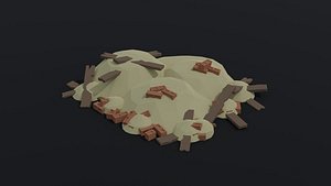 Low-poly Cartoon medieval debris kit Polygonal 3D model