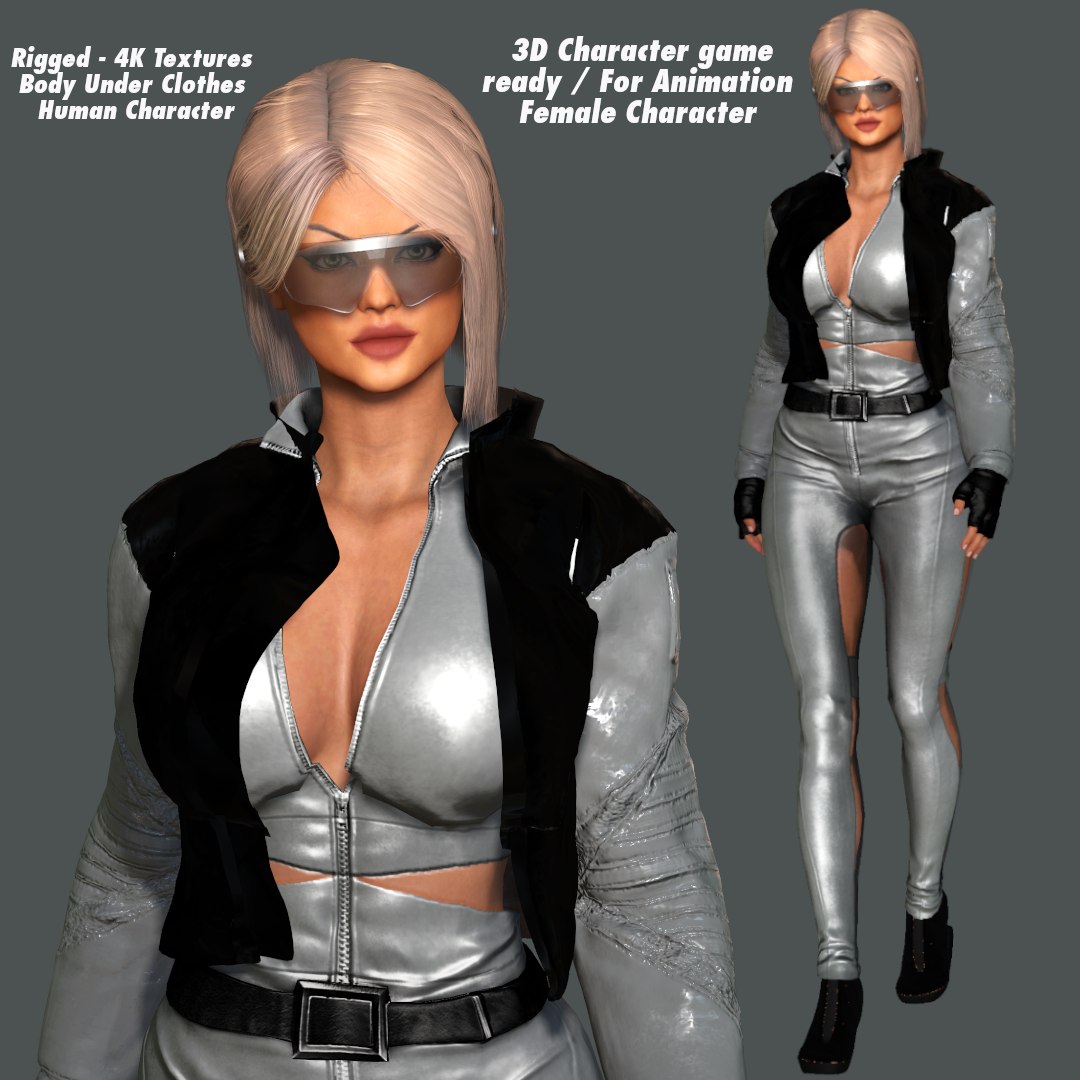 Futuristic outfit 3 3D model animated
