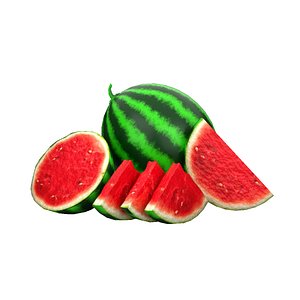 3D Watermelon slices and whole fruit Collection
