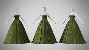 Dress 48 Olive Green Velvet