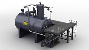 3D model Boiler distillation valve water pump chlorination