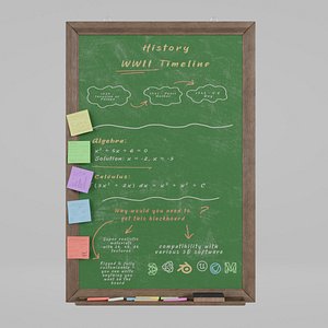 Customizable Wall-Mounted Greenboard - Tall Wooden Writing Board 3D model