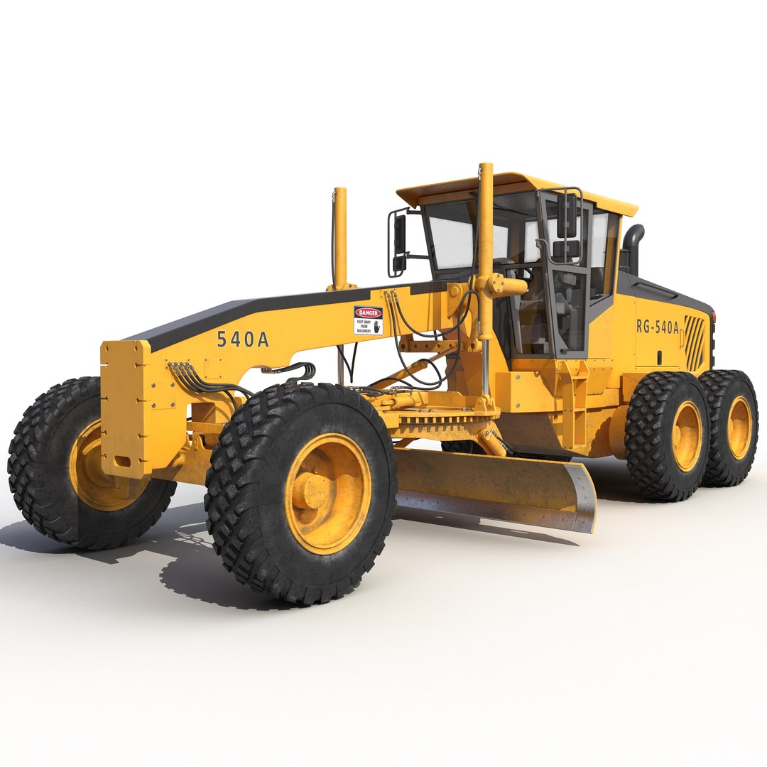 Road Grader Rigged 3D model preview