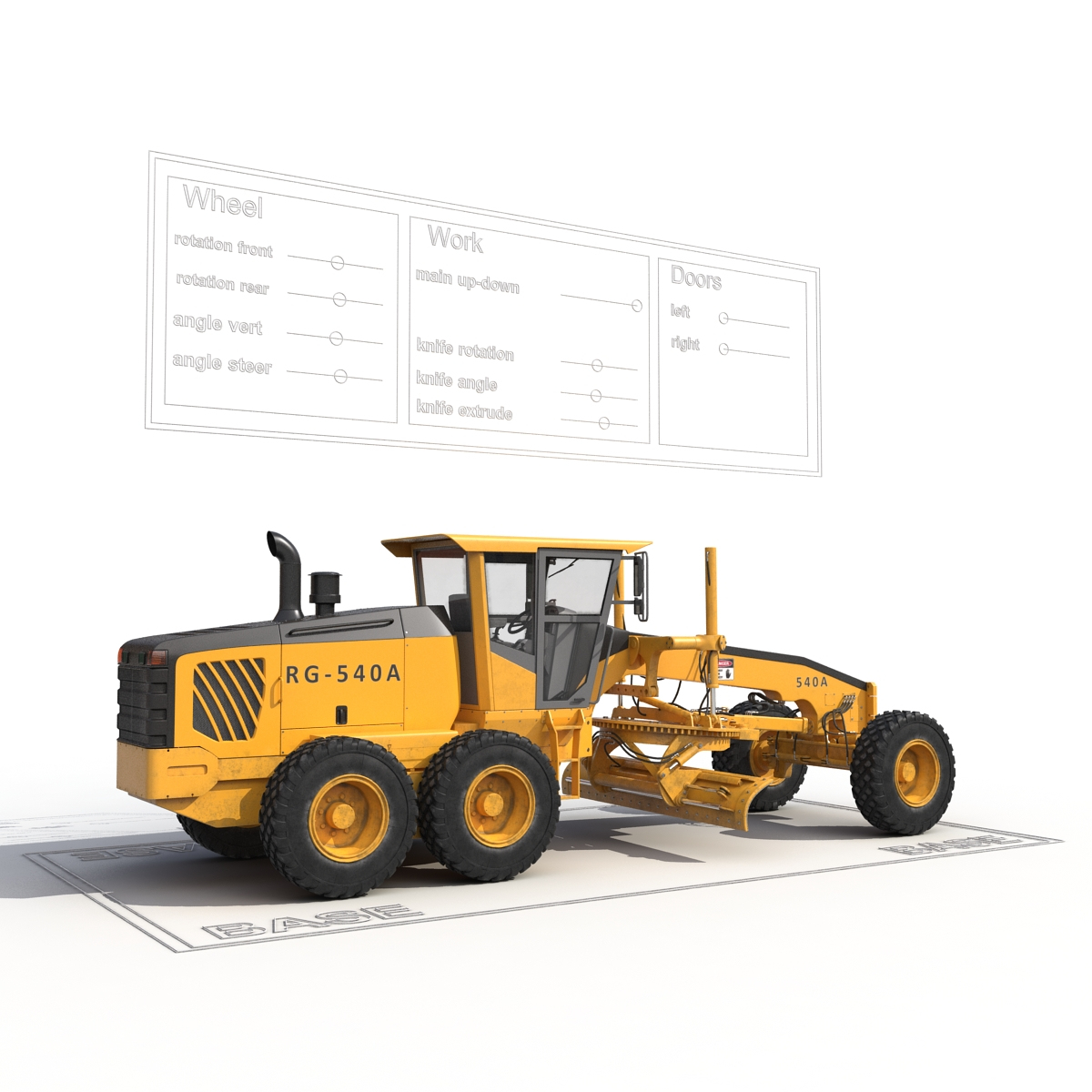3d model road grader rigged