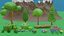 Low Poly Cartoon Trees Grass Plants and Rocks