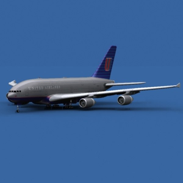 3d airbus a380-800 united airlines