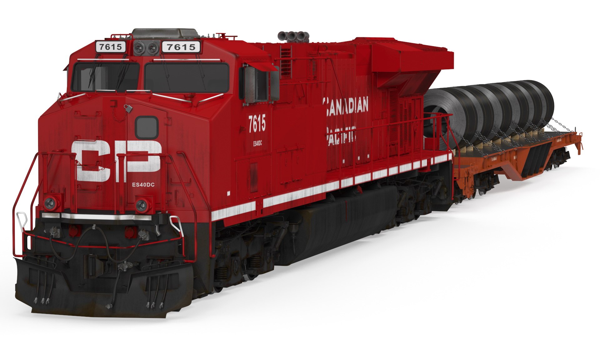 Train Loaded with Steel Rolls 3D model preview