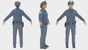 Police Female Fully Rigged 3D Character Model