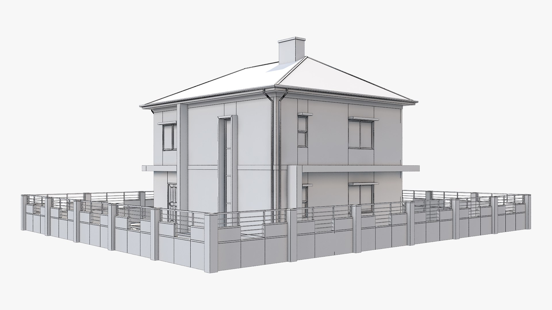 3D Two Storey Brick House 1 Model - TurboSquid 2238702