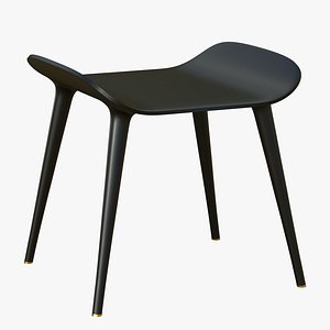 3D Wooden Stool Chair Black model