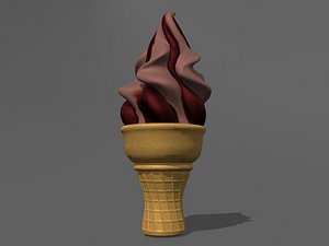 3d realistic icecream cone chocolate model