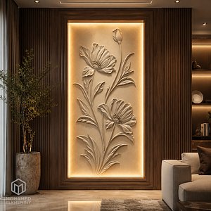 3D model Modern Elegant Floral wall panel Decor Bas Relief Mural STL CNC 62