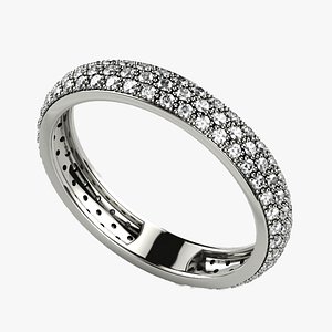 3D Full Circle Diamonds Gold Ring