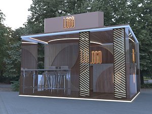 Cafe Booth 3D model