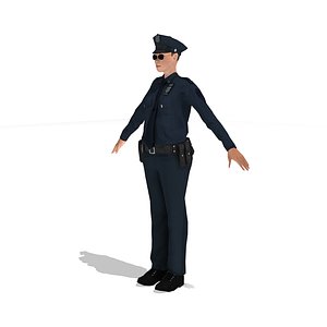 police woman rigged 3d model