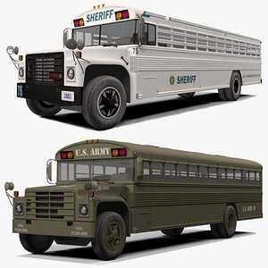 Prison Bus and US Army Bus 3D model