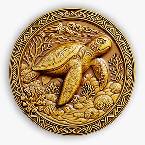 High Detail Sea Turtle Relief for CNC Laser and 3D Print STL File and 4K Grayscale TIF