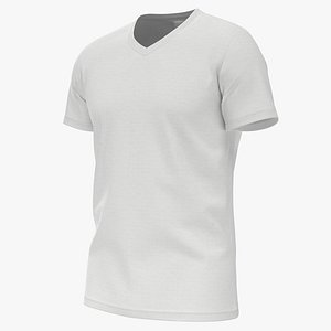 3D Realistic Worn T-shirt V-neck Short Sleeve Male Body Shape