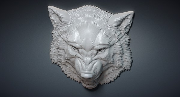 angry roaring wolf head 3d max