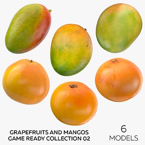 3D model Grapefruits and Mangos Game Ready Collection 02 - 6 models