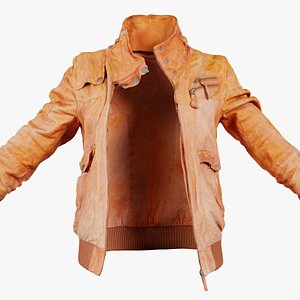 Light Brown Leather Jacket Open Remastered model