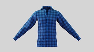 Male Shirt 01 Blue Fannel Checkered 3D