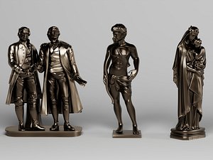 Classical historical bronze statues 3D