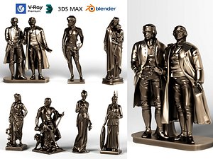 Classical historical bronze statues 3D