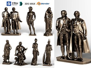 Classical historical bronze statues