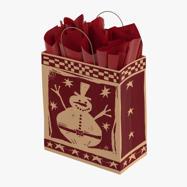 3d christmas bag red paper