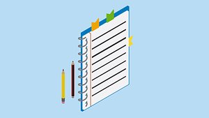 cartoon notebook pencils 3D model