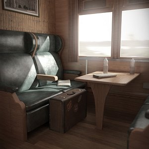 Old Train Interior 04 3D