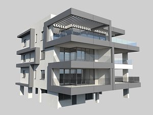 Modern Apartment Building 1 Low-poly 3D model